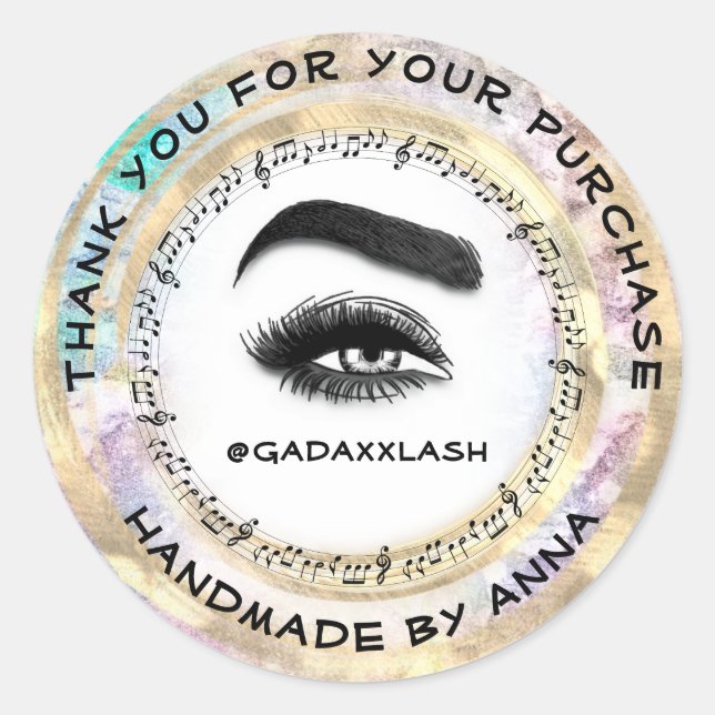 Sticker Rond Merci maquillage Artiste Lash Studio Musique (Devant)