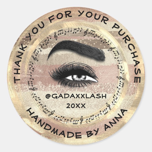 Sticker Rond Merci maquillage Artiste Lash Studio Musique Brows (Devant)