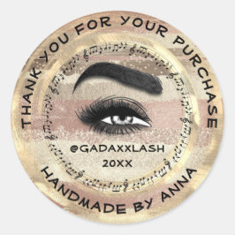 Sticker Rond Merci maquillage Artiste Lash Studio Musique Brows