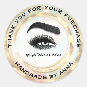 Sticker Rond Merci Maquillage Artiste Lash Studio RoseWhite