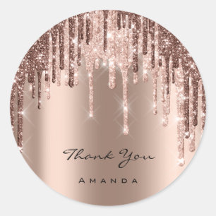 Sticker Rond Merci Mariage 16ème Rose Bridal Paillettes