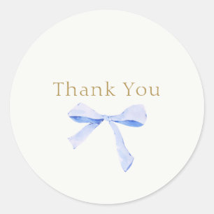 Sticker Rond Merci Mariage à ruban bleu tendance