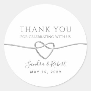 Sticker Rond Merci Mariage argenté élégant
