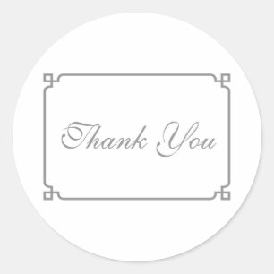 Sticker Rond Merci Mariage chic gris déco