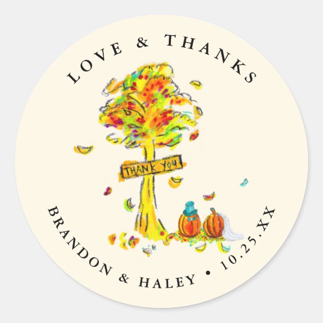 Sticker Rond Merci mariage Citrouille (Devant)