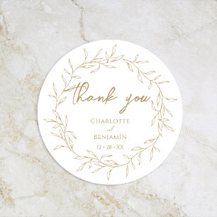 Sticker Rond Merci Mariage classique Gold Green