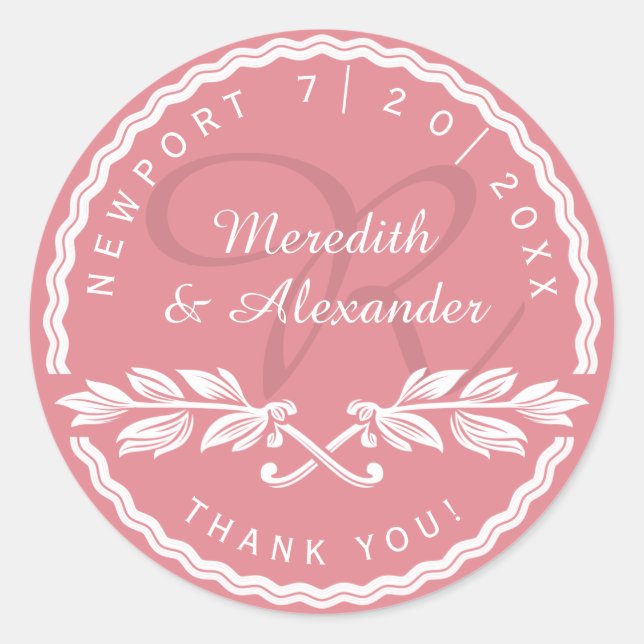 Sticker Rond Merci mariage de la mariée et de la mariée (Devant)