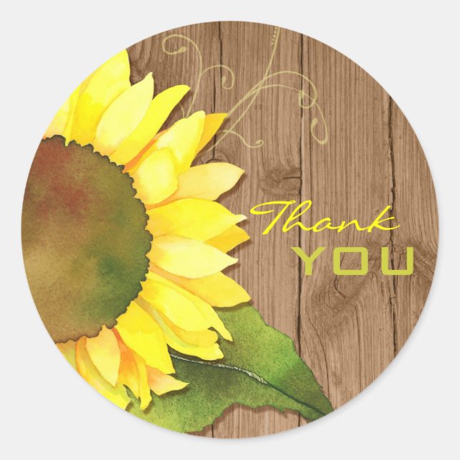 Sticker Rond Merci Mariage de tournesol Pays (Devant)