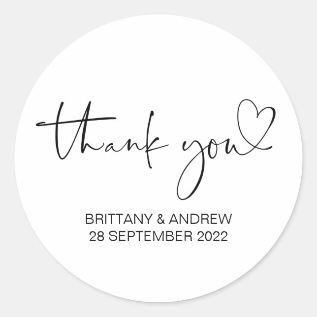 Sticker Rond Merci Mariage Faveur Traiter Sac Jar mignonne Simp (Devant)