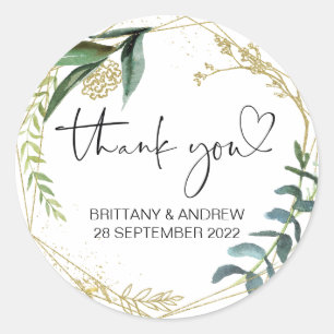 Sticker Rond Merci Mariage Favor traitement sac Jar Eucalyptus