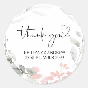Sticker Rond Merci Mariage Favor traitement sac Jar rose floral