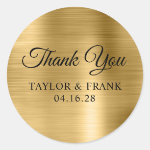 Sticker Rond Merci Mariage Gold Foil