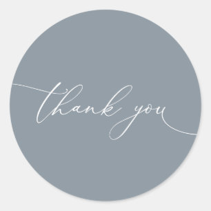 Sticker Rond Merci Mariage moderne gris bleu foncé
