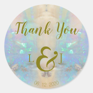 Sticker Rond Merci Mariage Opal Gemstone Quartz