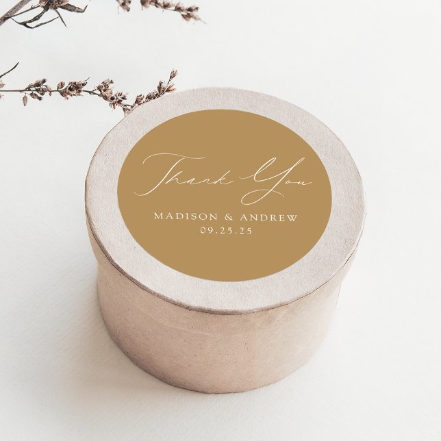 Sticker Rond Merci Mariage or élégant moderne (Créateur téléchargé)