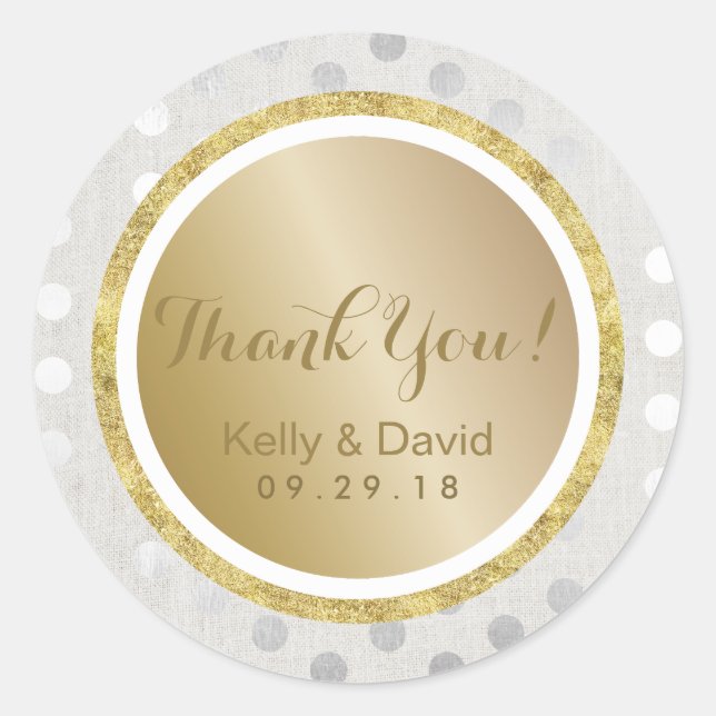 Sticker Rond Merci Mariage Or et Argent moderne (Devant)
