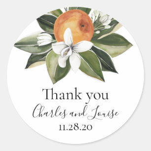 Sticker Rond Merci Mariage Orange Blossom Privilégier le Rou Cl