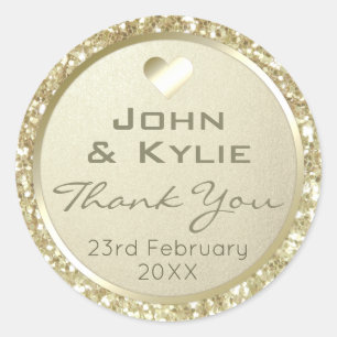 Sticker Rond Merci Mariage Parties scintillant Et huile d'argen