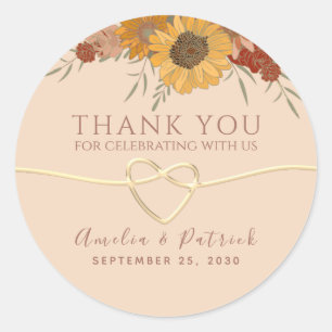 Sticker Rond Merci Mariage Peach Fuzz