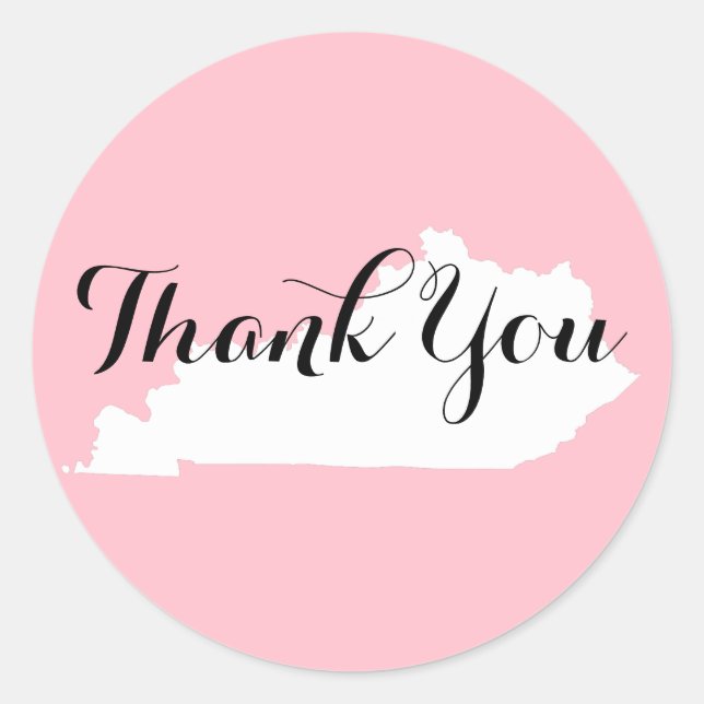 Sticker Rond Merci Mariage rose blanc et noir du Kentucky (Devant)