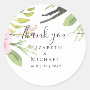 Sticker Rond Merci Mariage rose vif rose Favoriser