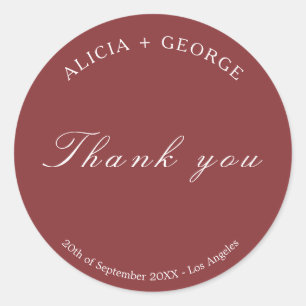 Sticker Rond Merci Mariage simple et élégant