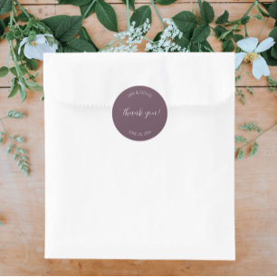 Sticker Rond Merci Mariage stylisé d'aubergine