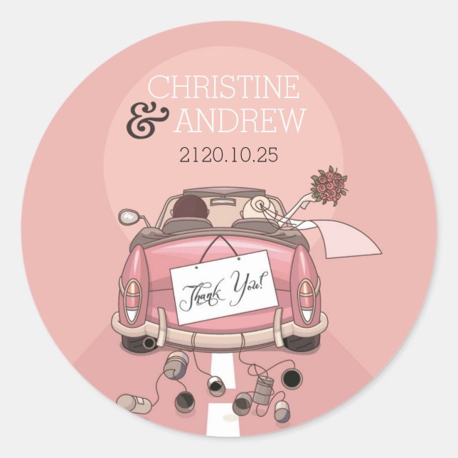 Sticker Rond Merci Mariage sympa Personnalisé (Devant)