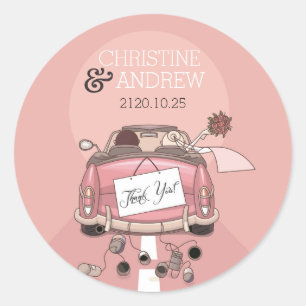 Sticker Rond Merci Mariage sympa Personnalisé