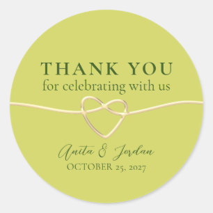Sticker Rond Merci Mariage vert moderne