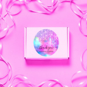 Sticker Rond Merci Mariée Douze Seize Paillettes Holographiques