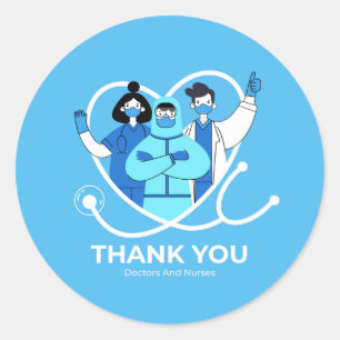 Sticker Rond Merci Médecins / Infirmières Appréciation
