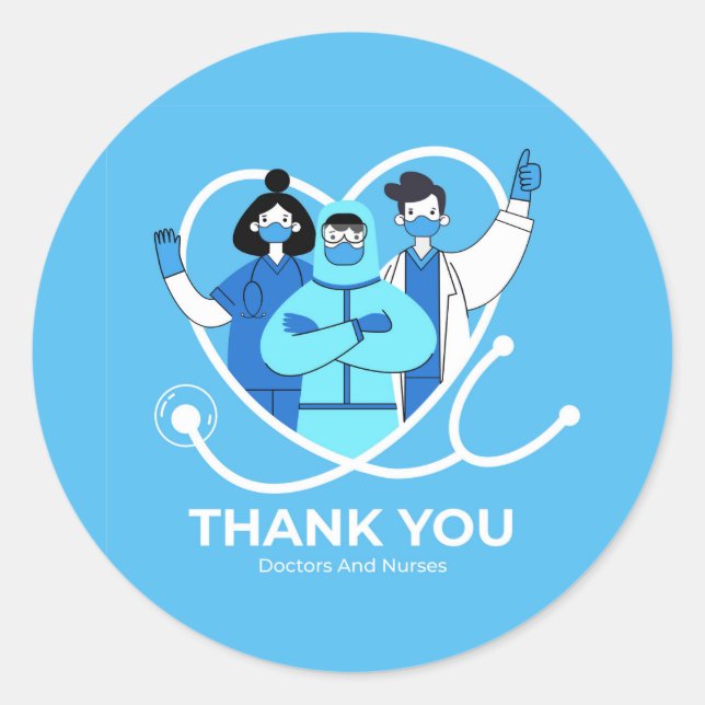 Sticker Rond Merci Médecins / Infirmières Appréciation (Devant)