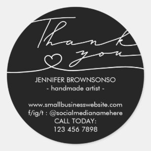 Sticker Rond Merci médias sociaux promouvoir avis cercle noir