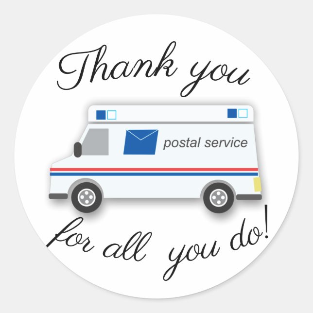 Sticker Rond Merci merci mail postman mignon (Devant)