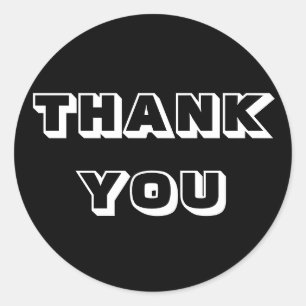 Sticker Rond Merci, Merci, noir blanc
