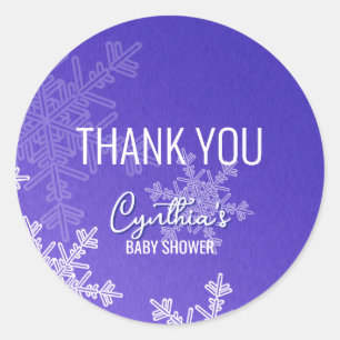 Sticker Rond Merci minimaliste Indigo Snowflakes Motif