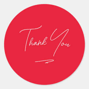 Sticker Rond Merci minimaliste manuscrit rouge
