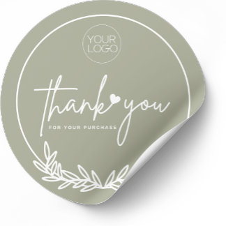 Sticker Rond Merci minimaliste Olive Green Business personnalis