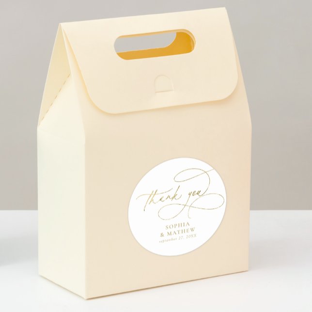 Sticker Rond Merci moderne de l'or blanc fleuri privilégier le  (Créateur téléchargé)