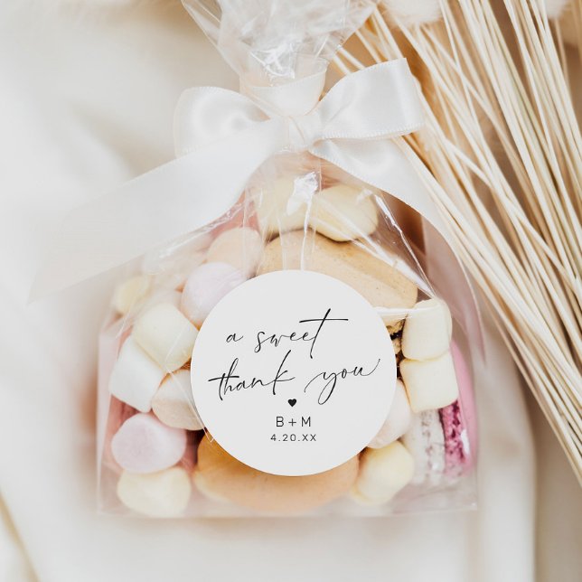 Sticker Rond Merci moderne Mariage de coeur (Créateur téléchargé)