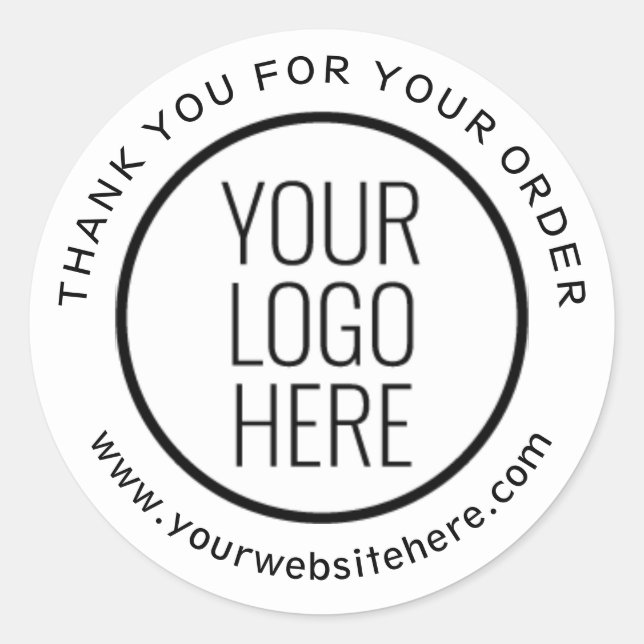 Sticker Rond Merci moderne pour votre commande avec logo (Devant)