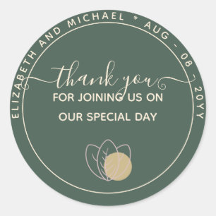 Sticker Rond Merci moderne Sage Vert Favoriser