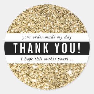 Sticker Rond MERCI moderne simple glam luxe or parties scintill