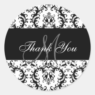 Sticker Rond Merci Monogram Paisley Mariage