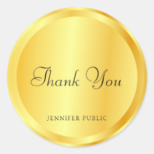 Sticker Rond Merci Monogramme Modèle Faux Gold