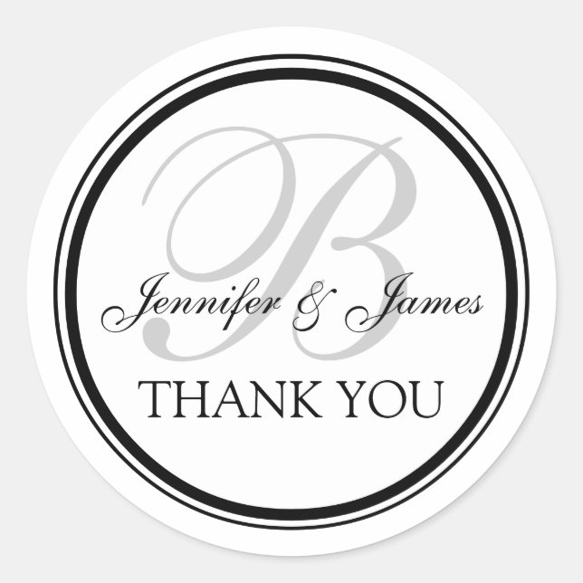 Sticker Rond Merci monogramme pour les Mariages (Devant)