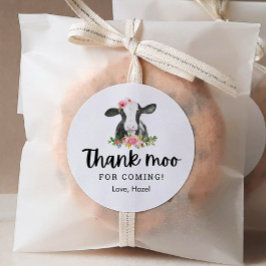 Sticker Rond Merci Moo Pour Le Merci D'Anniversaire De La Vache