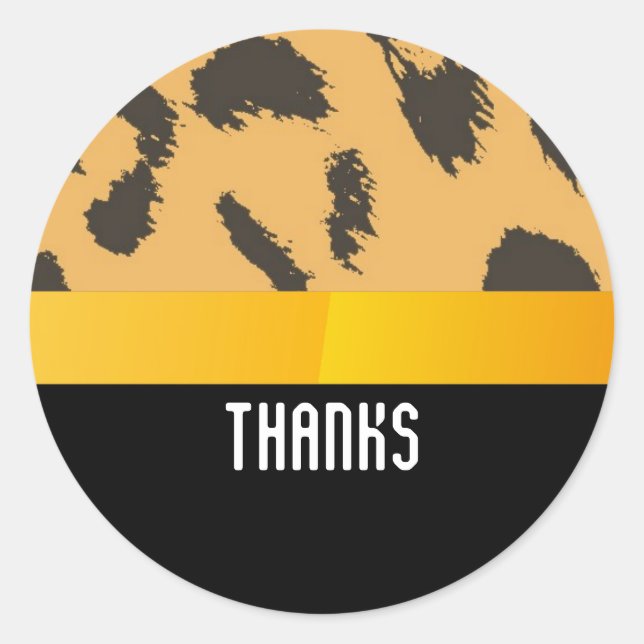 Sticker Rond Merci Motif de fourrure Leopard (Devant)
