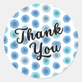 Sticker Rond Merci Motif géométrique bleu